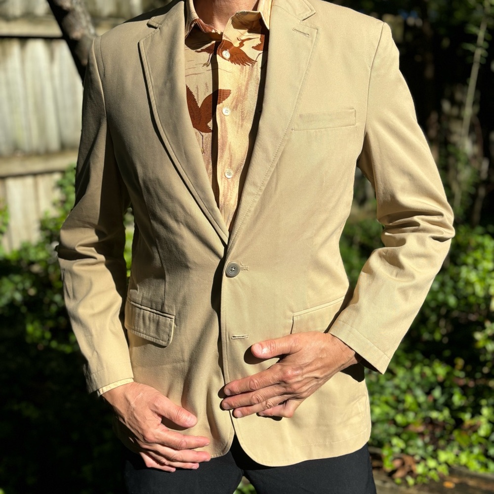 L.L. BEAN—Travel Safari Sports Coat—Mens 40 Reg—100% Supima Cotton—Tan—No Flaws